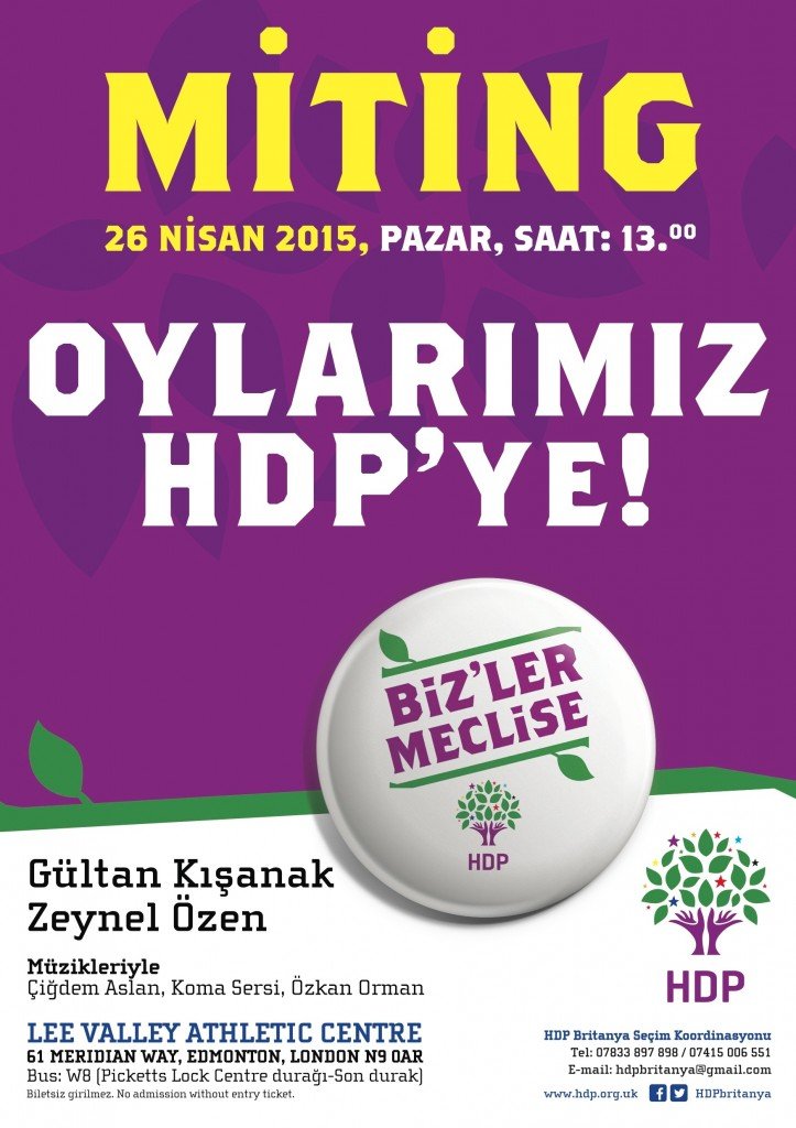 HDP Londra Mitingi Pazar Günü 2