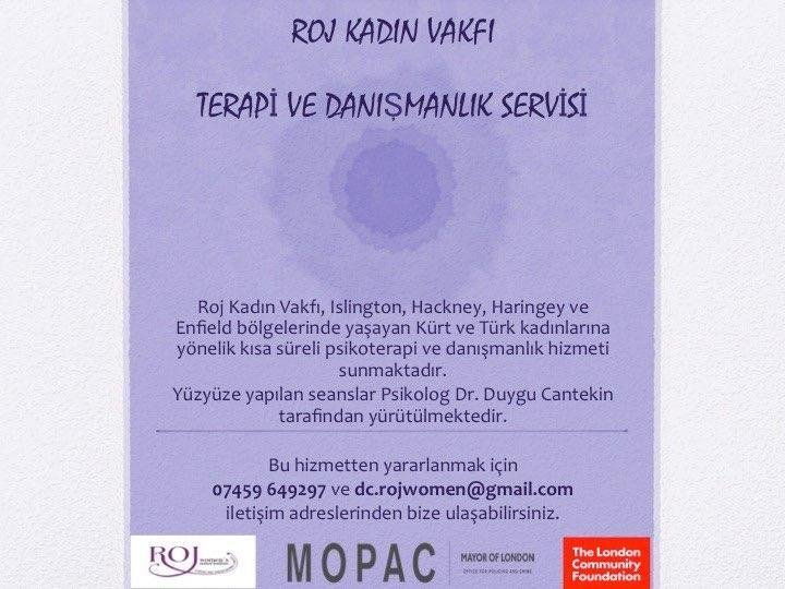 Roj Kadın Vakfı’ndan ücretsiz ‘psikoterapi’ hizmeti Roj Kadın Vakfı’ndan ücretsiz ‘psikoterapi’ hizmeti