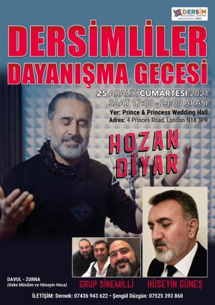 Londra Dersimliler Dayanışma Gecesi 25 Aralık’ta düzenlenecek Londra Dersimliler Dayanışma Gecesi 25 Aralık’ta düzenlenecek