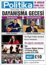 Londra Yeni Özgür Politika ile Dayanışma Gecesi 10 Aralık’ta